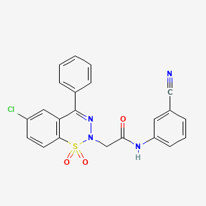 molecular formula C22H15ClN4O3S B2775319 2-(6-氯-1,1-二氧代-4-苯基-2H-1,2,3-联苯并噻二嗪-2-基)-N-(3-氰基苯基)乙酰胺 CAS No. 1019156-81-0
