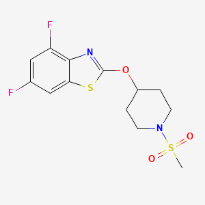 molecular formula C13H14F2N2O3S2 B2775320 4,6-Difluoro-2-((1-(methylsulfonyl)piperidin-4-yl)oxy)benzo[d]thiazole CAS No. 1286709-96-3