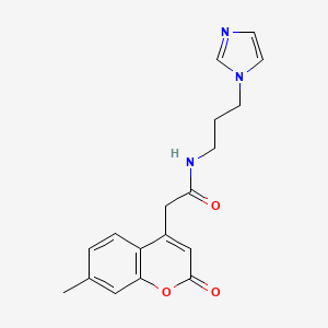 N-(3-(1H-imidazol-1-yl)propyl)-2-(7-methyl-2-oxo-2H-chromen-4-yl)acetamide