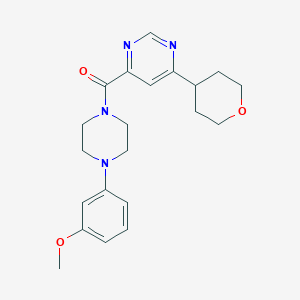 molecular formula C21H26N4O3 B2775333 [4-(3-Methoxyphenyl)piperazin-1-yl]-[6-(oxan-4-yl)pyrimidin-4-yl]methanone CAS No. 2415566-11-7