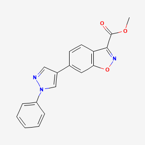 molecular formula C18H13N3O3 B2775335 Methyl 6-(1-phenylpyrazol-4-yl)-1,2-benzoxazole-3-carboxylate CAS No. 2418722-13-9