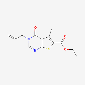 molecular formula C13H14N2O3S B2775340 乙基-5-甲基-4-氧代-3-丙-2-烯基噻吩[2,3-d]嘧啶-6-羧酸甲酯 CAS No. 433698-29-4