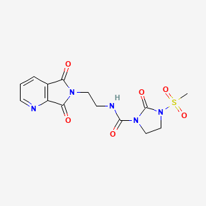 molecular formula C14H15N5O6S B2775343 N-(2-(5,7-二氧代-5H-吡咯并[3,4-b]吡啶-6(7H)-基)乙基)-3-(甲磺酰基)-2-氧代咪唑啉-1-羧酰胺 CAS No. 2034384-38-6