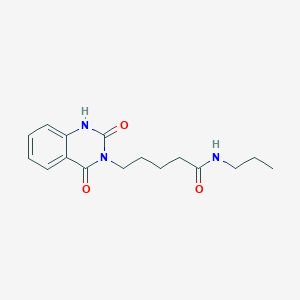 molecular formula C16H21N3O3 B2775346 5-(2,4-dioxo-1,2-dihydroquinazolin-3(4H)-yl)-N-propylpentanamide CAS No. 2034512-40-6