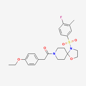 molecular formula C24H29FN2O5S B2775347 8-[(4-乙氧基苯基)乙酰基]-4-[(4-氟-3-甲基苯基)磺酰基]-1-氧代-4,8-二氮杂螺[4.5]癸烷 CAS No. 946217-13-6