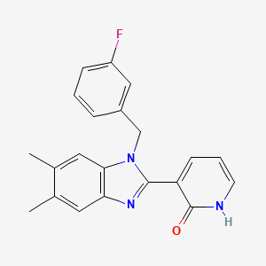 3-[1-(3-fluorobenzyl)-5,6-dimethyl-1H-1,3-benzimidazol-2-yl]-2(1H)-pyridinone