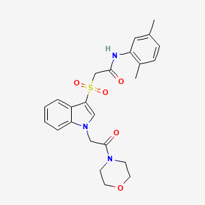 molecular formula C24H27N3O5S B2775367 N-(2,5-dimethylphenyl)-2-((1-(2-morpholino-2-oxoethyl)-1H-indol-3-yl)sulfonyl)acetamide CAS No. 878058-97-0