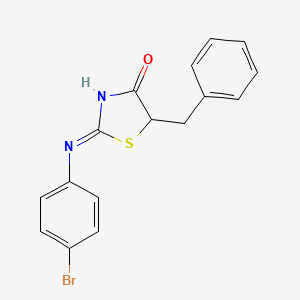 molecular formula C16H13BrN2OS B2775376 (E)-5-苄基-2-((4-溴苯基)亚亚胺)噻唑烷-4-酮 CAS No. 101272-01-9