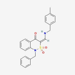 molecular formula C24H22N2O3S B2775377 (3E)-1-benzyl-3-{[(4-methylbenzyl)amino]methylene}-1H-2,1-benzothiazin-4(3H)-one 2,2-dioxide CAS No. 893316-35-3