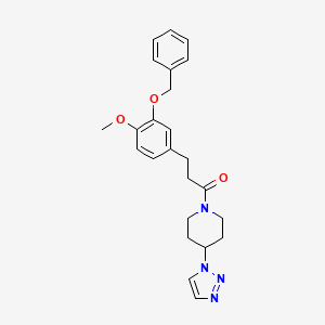 molecular formula C24H28N4O3 B2775380 1-(4-(1H-1,2,3-三唑-1-基)哌啶-1-基)-3-(3-(苄氧基)-4-甲氧基苯基)丙酮 CAS No. 1795304-82-3