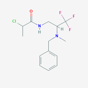 molecular formula C14H18ClF3N2O B2775387 N-[2-[Benzyl(methyl)amino]-3,3,3-trifluoropropyl]-2-chloropropanamide CAS No. 2411312-93-9