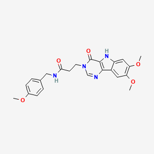 molecular formula C23H24N4O5 B2775391 3-(7,8-dimethoxy-4-oxo-4,5-dihydro-3H-pyrimido[5,4-b]indol-3-yl)-N-(4-methoxybenzyl)propanamide CAS No. 1189856-54-9