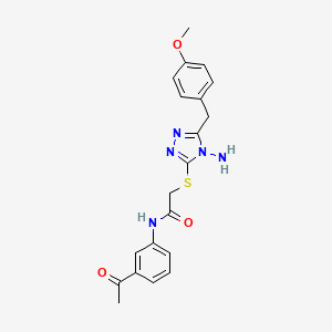 molecular formula C20H21N5O3S B2775396 N-(3-乙酰基苯基)-2-((4-氨基-5-(4-甲氧基苯甲基)-4H-1,2,4-三唑-3-基)硫基)乙酰胺 CAS No. 899965-32-3