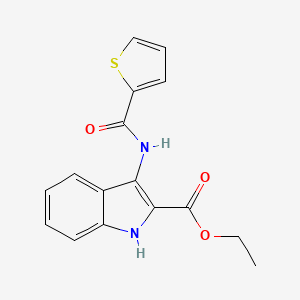 molecular formula C16H14N2O3S B2775397 ethyl 3-(thiophene-2-carboxamido)-1H-indole-2-carboxylate CAS No. 850929-21-4