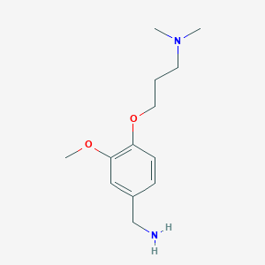 molecular formula C13H22N2O2 B2775402 {3-[4-(Aminomethyl)-2-methoxyphenoxy]propyl}dimethylamine CAS No. 938138-39-7