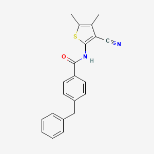 molecular formula C21H18N2OS B2775415 4-benzyl-N-(3-cyano-4,5-dimethylthiophen-2-yl)benzamide CAS No. 896303-62-1