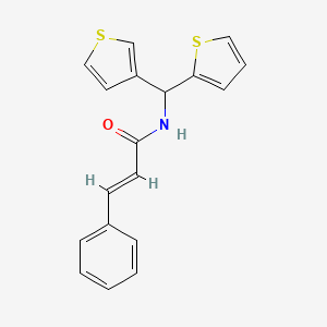 molecular formula C18H15NOS2 B2775426 N-(thiophen-2-yl(thiophen-3-yl)methyl)cinnamamide CAS No. 2035021-74-8
