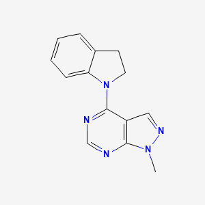 molecular formula C14H13N5 B2775427 1-{1-methyl-1H-pyrazolo[3,4-d]pyrimidin-4-yl}-2,3-dihydro-1H-indole CAS No. 869072-67-3