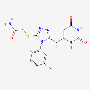 molecular formula C17H18N6O3S B2775438 2-((4-(2,5-二甲基苯基)-5-((2,6-二氧代-1,2,3,6-四氢嘧啶-4-基)甲基)-4H-1,2,4-三唑-3-基)硫)乙酰胺 CAS No. 852048-18-1