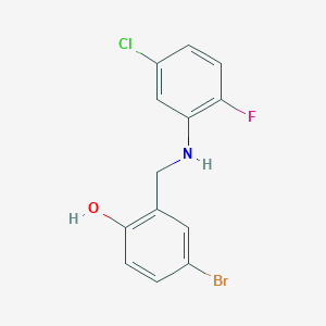 molecular formula C13H10BrClFNO B2775443 4-Bromo-2-{[(5-chloro-2-fluorophenyl)amino]methyl}phenol CAS No. 1232804-13-5