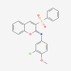 molecular formula C22H16ClNO4S B2775455 3-(benzenesulfonyl)-N-(3-chloro-4-methoxyphenyl)chromen-2-imine CAS No. 1321850-74-1