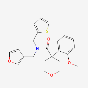 N-(furan-3-ylmethyl)-4-(2-methoxyphenyl)-N-(thiophen-2-ylmethyl)tetrahydro-2H-pyran-4-carboxamide