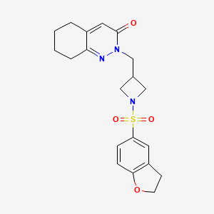 molecular formula C20H23N3O4S B2775460 2-{[1-(2,3-Dihydro-1-benzofuran-5-sulfonyl)azetidin-3-yl]methyl}-2,3,5,6,7,8-hexahydrocinnolin-3-one CAS No. 2198296-97-6