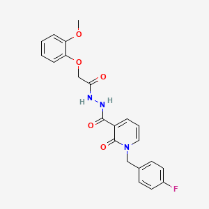 molecular formula C22H20FN3O5 B2775469 1-(4-氟苯甲基)-N'-(2-(2-甲氧基苯氧基)乙酰)-2-氧代-1,2-二氢吡啶-3-羧酰肼 CAS No. 1105242-88-3