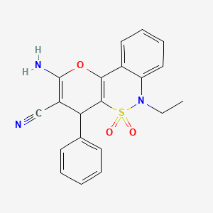 2-Amino-6-ethyl-4-phenyl-4,6-dihydropyrano[3,2-c][2,1]benzothiazine-3-carbonitrile 5,5-dioxide