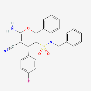 molecular formula C26H20FN3O3S B2775487 2-氨基-4-(4-氟苯基)-6-(2-甲基苄基)-4,6-二氢吡喃并[3,2-c][2,1]苯并噻嗪-3-羧腈 5,5-二氧化物 CAS No. 893299-38-2