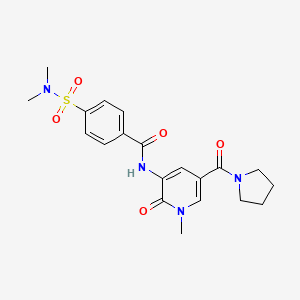 molecular formula C20H24N4O5S B2775491 4-(N,N-dimethylsulfamoyl)-N-(1-methyl-2-oxo-5-(pyrrolidine-1-carbonyl)-1,2-dihydropyridin-3-yl)benzamide CAS No. 1207009-41-3