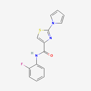 molecular formula C14H10FN3OS B2775509 N-(2-fluorophenyl)-2-(1H-pyrrol-1-yl)thiazole-4-carboxamide CAS No. 1207054-40-7