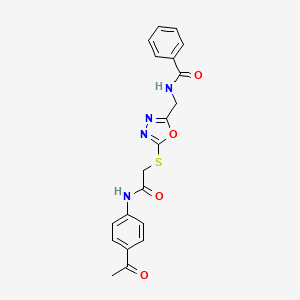 molecular formula C20H18N4O4S B2775510 N-[[5-[2-(4-acetylanilino)-2-oxoethyl]sulfanyl-1,3,4-oxadiazol-2-yl]methyl]benzamide CAS No. 904270-58-2