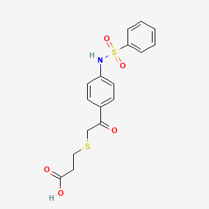 molecular formula C17H17NO5S2 B2775528 3-[2-[4-(Benzenesulfonamido)phenyl]-2-oxoethyl]sulfanylpropanoic acid CAS No. 488851-31-6