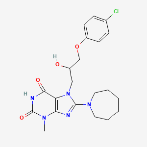 molecular formula C21H26ClN5O4 B2775530 8-(azepan-1-yl)-7-(3-(4-chlorophenoxy)-2-hydroxypropyl)-3-methyl-1H-purine-2,6(3H,7H)-dione CAS No. 331675-16-2