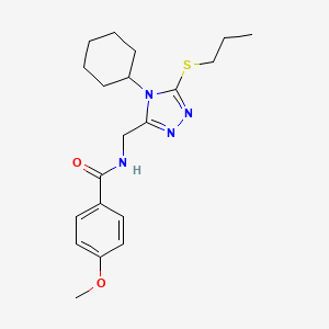 N-((4-cyclohexyl-5-(propylthio)-4H-1,2,4-triazol-3-yl)methyl)-4-methoxybenzamide
