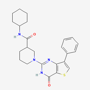 molecular formula C24H28N4O2S B2775533 N-cyclohexyl-1-(4-oxo-7-phenyl-3,4-dihydrothieno[3,2-d]pyrimidin-2-yl)piperidine-3-carboxamide CAS No. 1242873-50-2