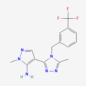 molecular formula C15H15F3N6 B2775539 1-methyl-4-{5-methyl-4-[3-(trifluoromethyl)benzyl]-4H-1,2,4-triazol-3-yl}-1H-pyrazol-5-amine CAS No. 955976-92-8