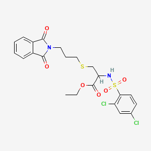 Ethyl 2-[(2,4-dichlorophenyl)sulfonylamino]-3-[3-(1,3-dioxoisoindol-2-yl)propylsulfanyl]propanoate