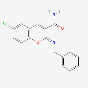 molecular formula C17H13ClN2O2 B2775594 2-Benzylimino-6-chloro-2H-chromene-3-carboxylic acid amide CAS No. 306320-32-1