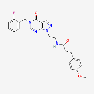 molecular formula C24H24FN5O3 B2775596 N-(2-(5-(2-fluorobenzyl)-4-oxo-4,5-dihydro-1H-pyrazolo[3,4-d]pyrimidin-1-yl)ethyl)-3-(4-methoxyphenyl)propanamide CAS No. 922083-24-7