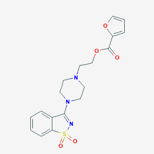 molecular formula C18H19N3O5S B277560 2-[4-(1,1-Dioxido-1,2-benzisothiazol-3-yl)-1-piperazinyl]ethyl 2-furoate 