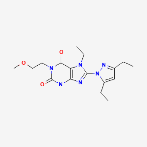 molecular formula C18H26N6O3 B2775610 8-(3,5-diethyl-1H-pyrazol-1-yl)-7-ethyl-1-(2-methoxyethyl)-3-methyl-2,3,6,7-tetrahydro-1H-purine-2,6-dione CAS No. 1013768-22-3