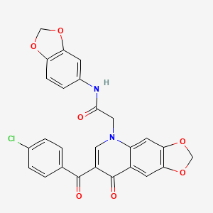 N-(1,3-benzodioxol-5-yl)-2-[7-(4-chlorobenzoyl)-8-oxo-[1,3]dioxolo[4,5-g]quinolin-5-yl]acetamide