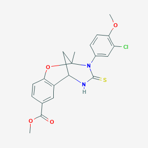 methyl 3-(3-chloro-4-methoxyphenyl)-2-methyl-4-thioxo-3,4,5,6-tetrahydro-2H-2,6-methanobenzo[g][1,3,5]oxadiazocine-8-carboxylate