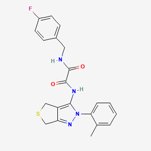 molecular formula C21H19FN4O2S B2775635 N-[(4-氟苯基)甲基]-N'-[2-(2-甲基苯基)-4,6-二氢噻吩[3,4-c]吡唑-3-基]氧代胺 CAS No. 899952-30-8