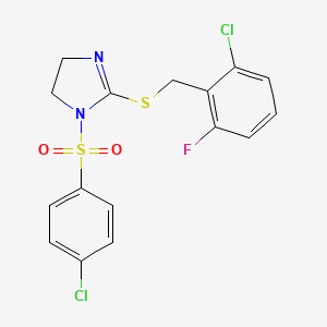2-[(2-Chloro-6-fluorophenyl)methylsulfanyl]-1-(4-chlorophenyl)sulfonyl-4,5-dihydroimidazole