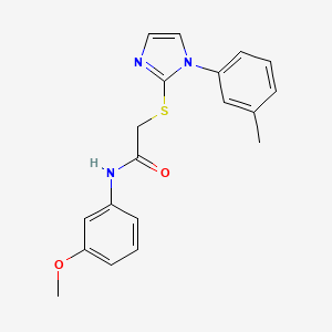 molecular formula C19H19N3O2S B2775648 N-(3-methoxyphenyl)-2-((1-(m-tolyl)-1H-imidazol-2-yl)thio)acetamide CAS No. 851131-32-3