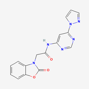 N-(6-(1H-pyrazol-1-yl)pyrimidin-4-yl)-2-(2-oxobenzo[d]oxazol-3(2H)-yl)acetamide