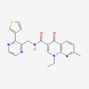 molecular formula C21H19N5O2S B2775677 1-ethyl-7-methyl-4-oxo-N-((3-(thiophen-3-yl)pyrazin-2-yl)methyl)-1,4-dihydro-1,8-naphthyridine-3-carboxamide CAS No. 2034497-63-5